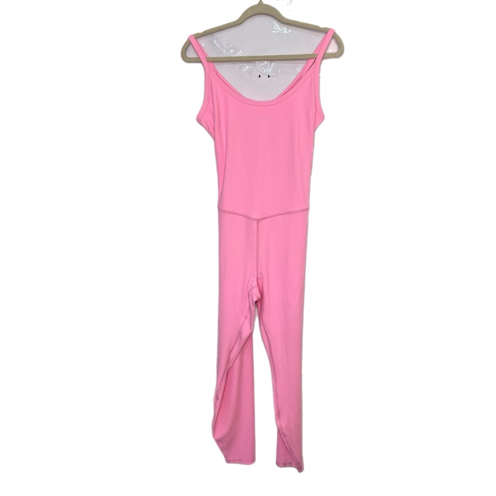 All in Motion Pink Ribbed Knit Spaghetti Strap Jumpsuit Size XXL Open Back NWT